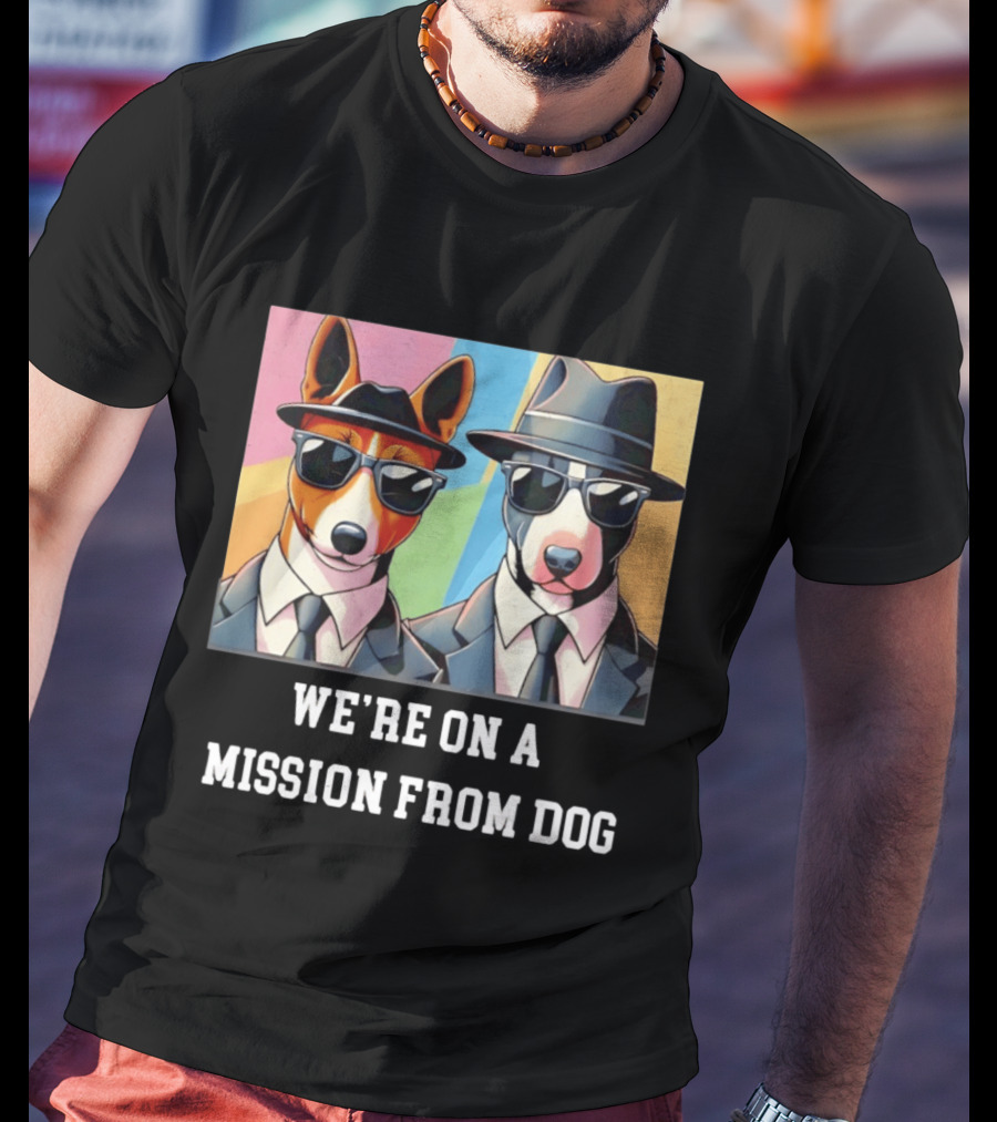 Basenji Dog Black Suit Mission From Dog Sunglasses And Hats T-Shirt