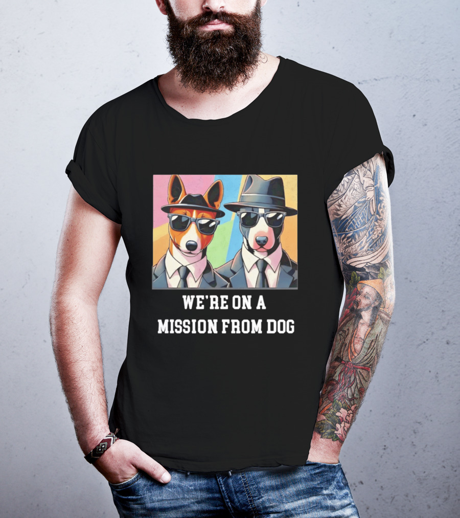 Basenji Dog Black Suit Mission From Dog Sunglasses And Hats T-Shirt