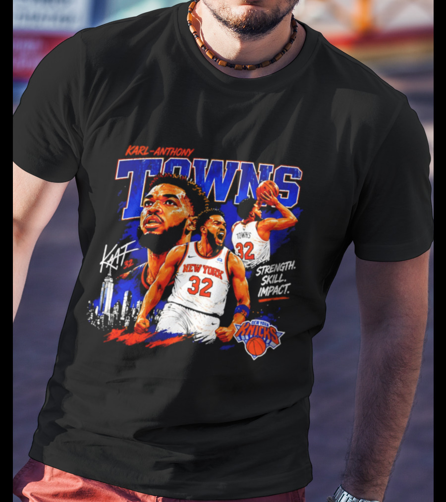 Karl Anthony Towns New York Knicks Strength Skill Impact 32 T-Shirt