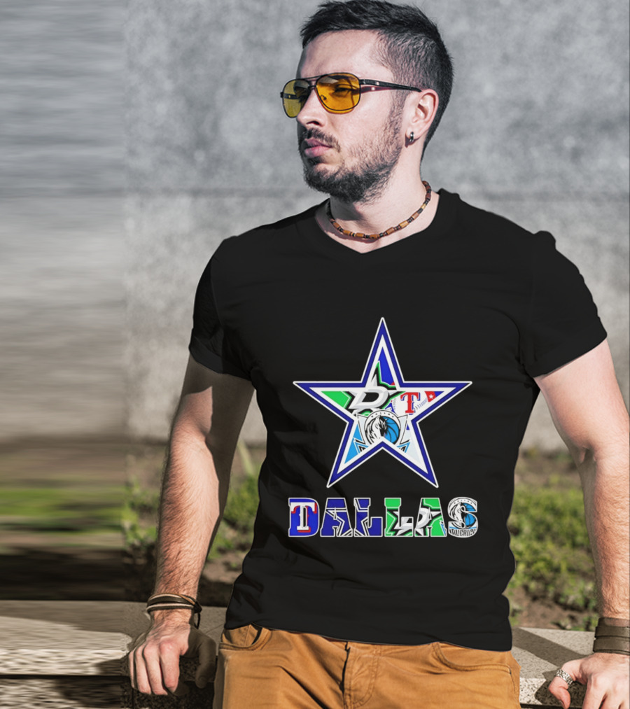 Dallas Cowboys Mavericks Stars Rangers Sports Team Star Mashup T-Shirt