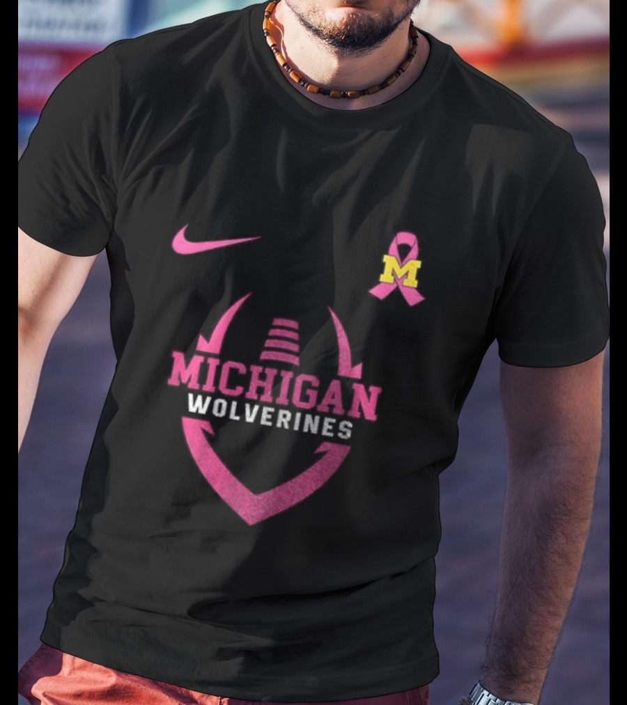 Michigan Wolverines Pink Out Real Fans Wear Pink Nike M T-Shirt