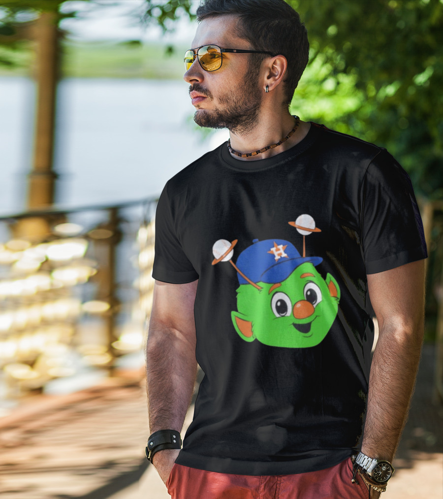 Houston Astros Orbit Character Face With Baseball Antennae T-Shirt