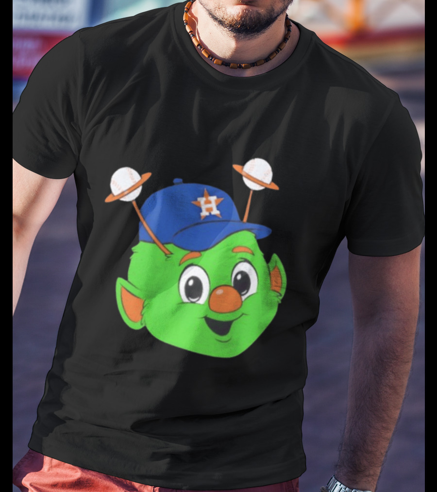 Houston Astros Orbit Character Face With Baseball Antennae T-Shirt