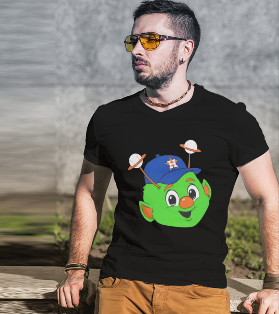 Houston Astros Orbit Character Face With Baseball Antennae T-Shirt