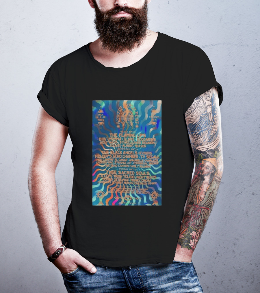 The Flaming Lips May 8 10 2026 Austin Concert DIIV Black Angels Thee Sacred Souls T-Shirt