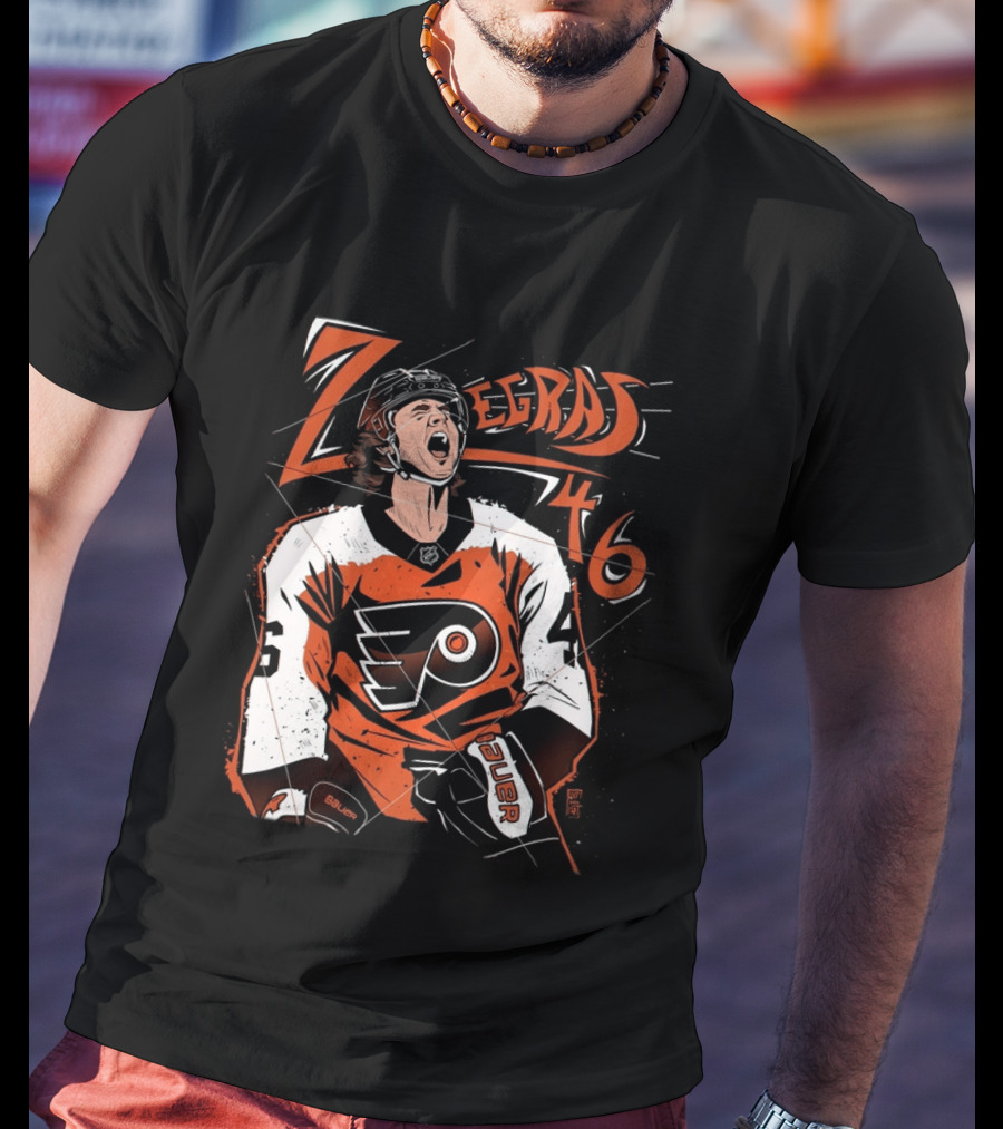 Zegras 46 Philadelphia Flyers Hockey Bauer Sports T-Shirt