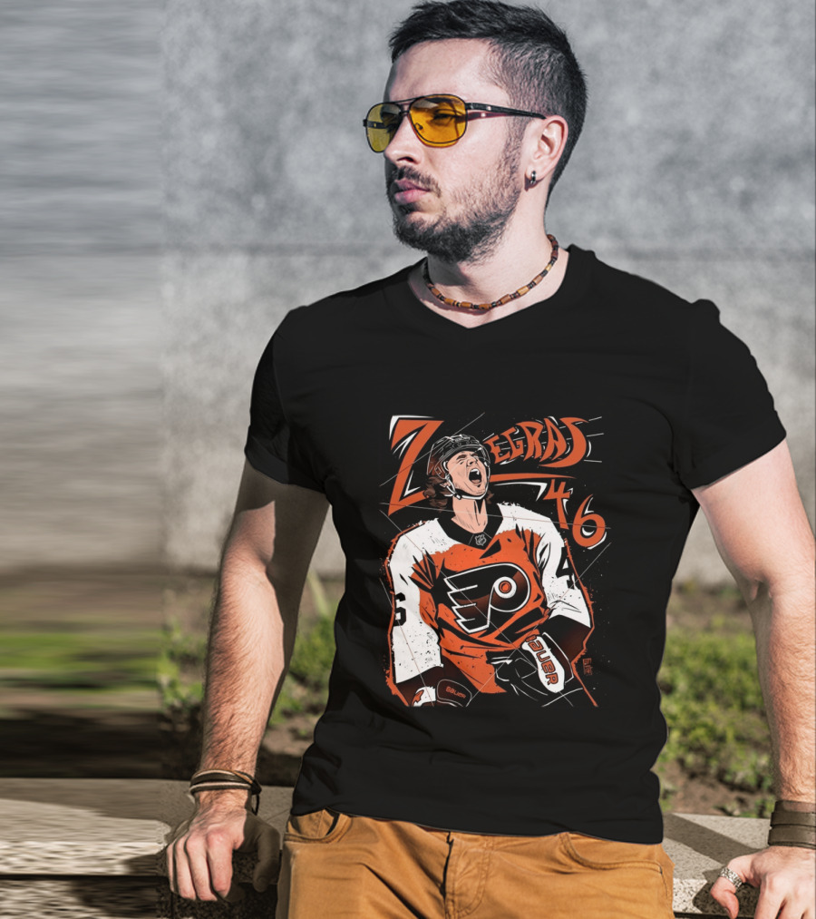 Zegras 46 Philadelphia Flyers Hockey Bauer Sports T-Shirt