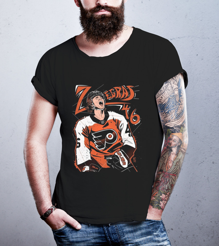 Zegras 46 Philadelphia Flyers Hockey Bauer Sports T-Shirt