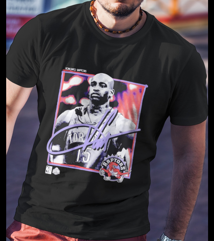 Vince Carter Number 15 Toronto Raptors NBA Hardwood Classics Freeze Frame T-Shirt