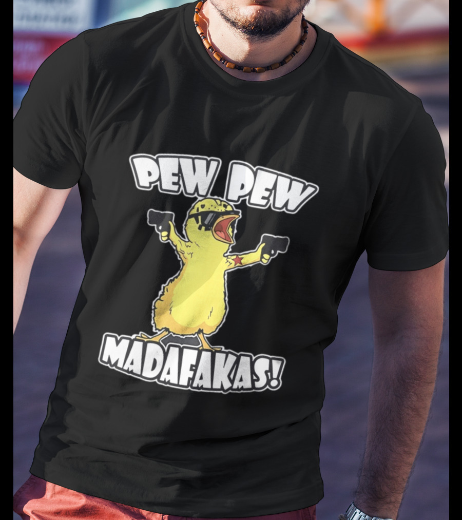 Pew Pew Madafakas Yellow Duck With Pistols T-Shirt