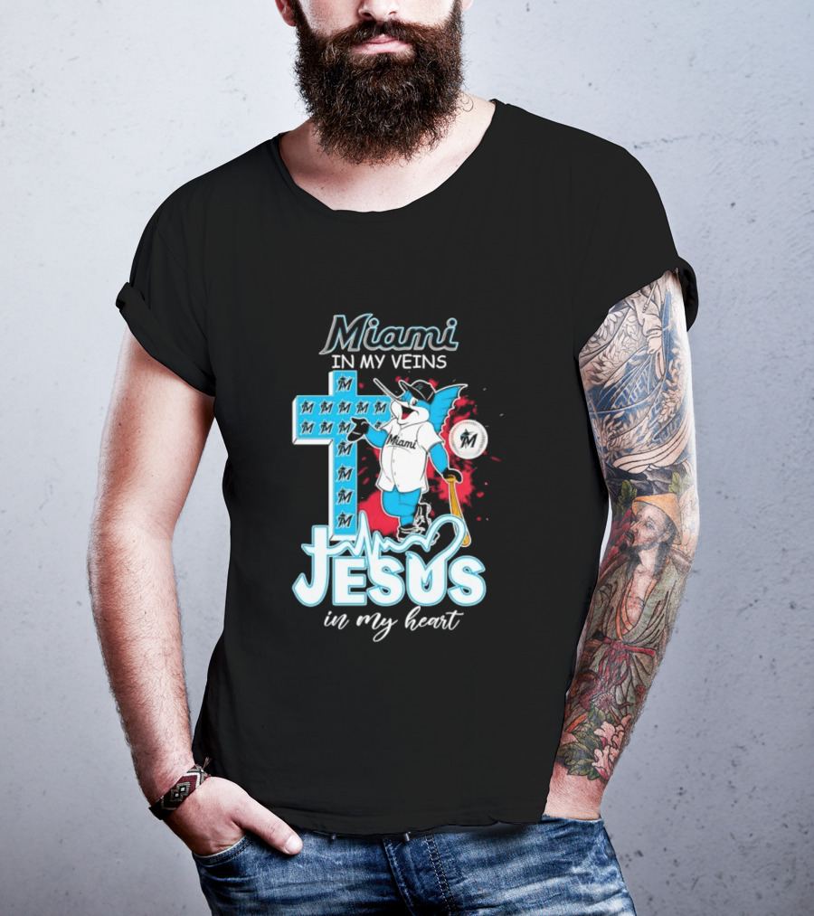 Miami Marlins Billy The Marlin Jesus In My Heart T-Shirt
