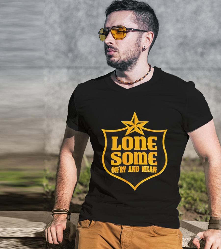 Lonesome On'ry And Mean Lone Star Shield T-Shirt