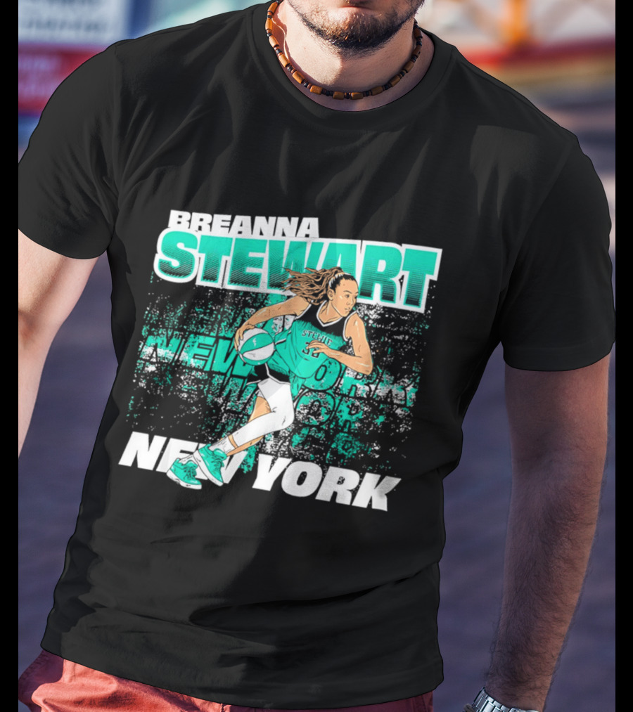 Breanna Stewart New York Basketball Player Action T-Shirt