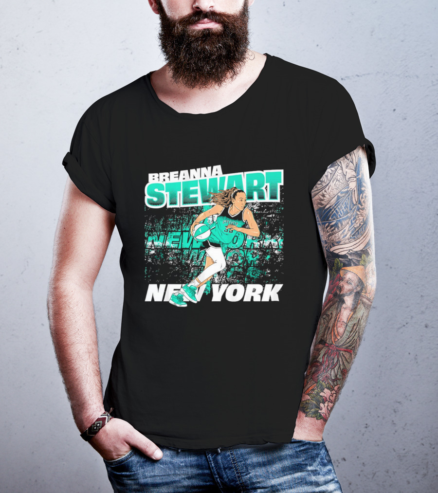 Breanna Stewart New York Basketball Player Action T-Shirt