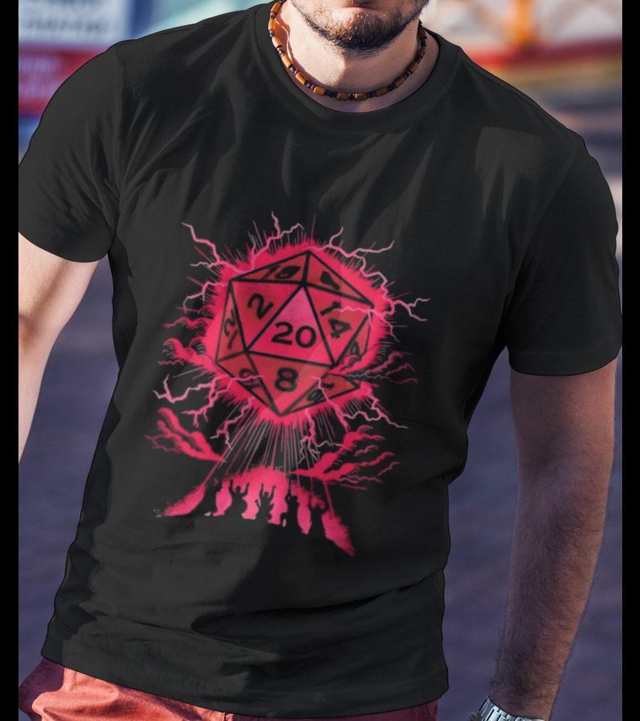 D20 Critical Blessing Dice Explosion Fantasy Game T-Shirt