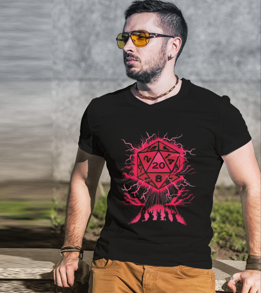 D20 Critical Blessing Dice Explosion Fantasy Game T-Shirt