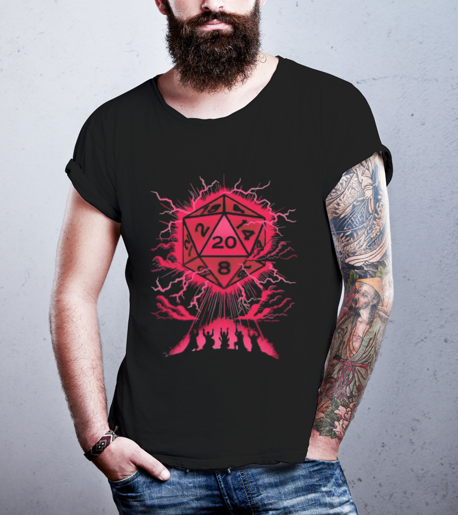 D20 Critical Blessing Dice Explosion Fantasy Game T-Shirt