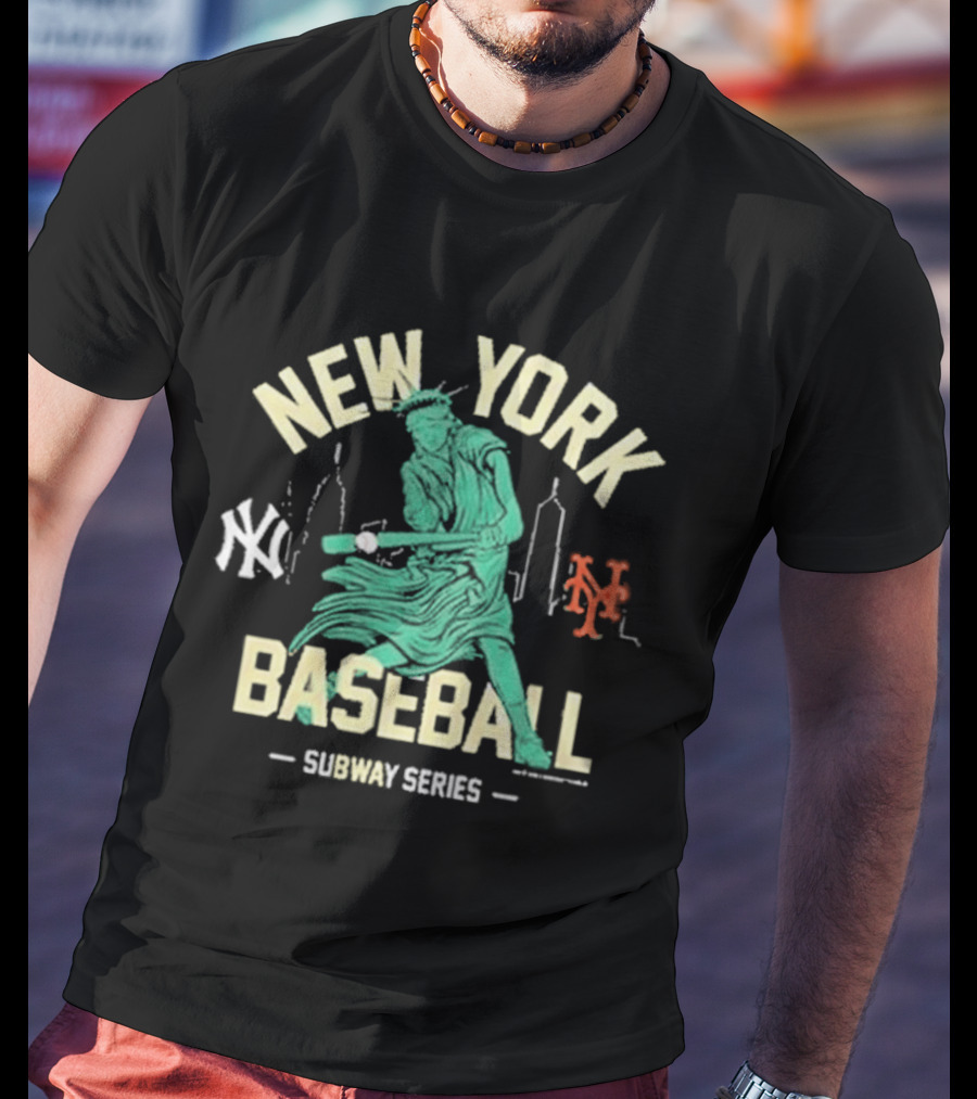New York Baseball 2026 Subway Series Yankees Mets Statue Liberty T-Shirt