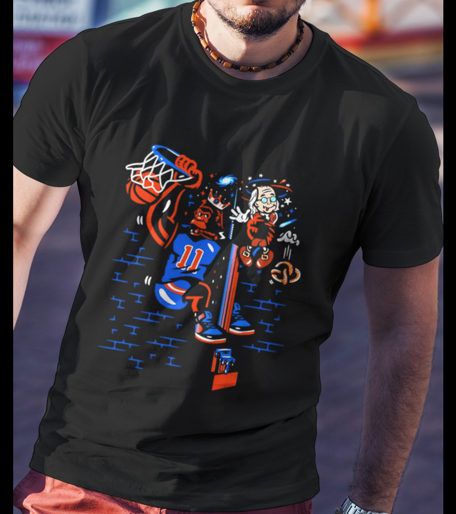 New York Knicks Basketball Number 11 Dunking Action T-Shirt