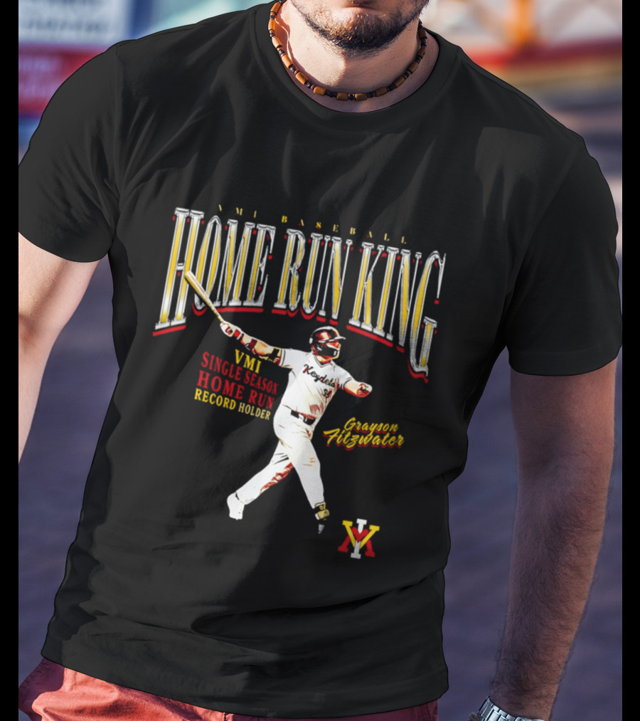 VMI Baseball Home Run King Grayson Fitzwater Single Season Record Holder T-Shirt