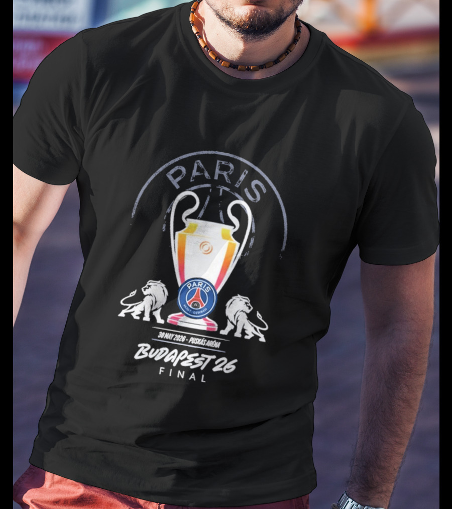 PSG Paris Saint Germain Budapest 2026 UCL Final Trophy T-Shirt