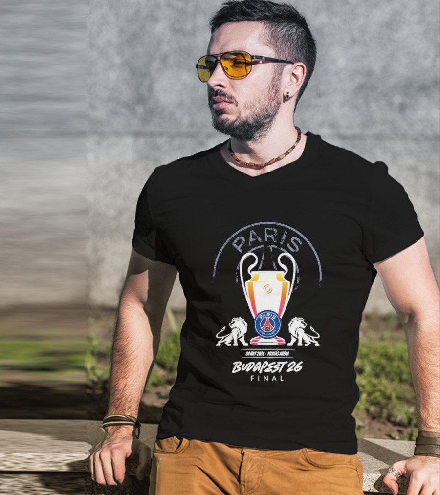 PSG Paris Saint Germain Budapest 2026 UCL Final Trophy T-Shirt