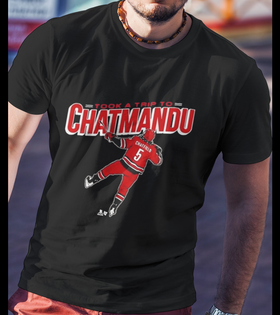 Took A Trip To Chatmandu Chatfield 5 Red Hockey T-Shirt