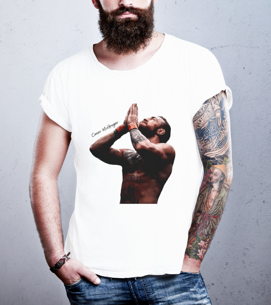 Conor McGregor Returning Pray Pose Tattooed MMA Fighter T-Shirt