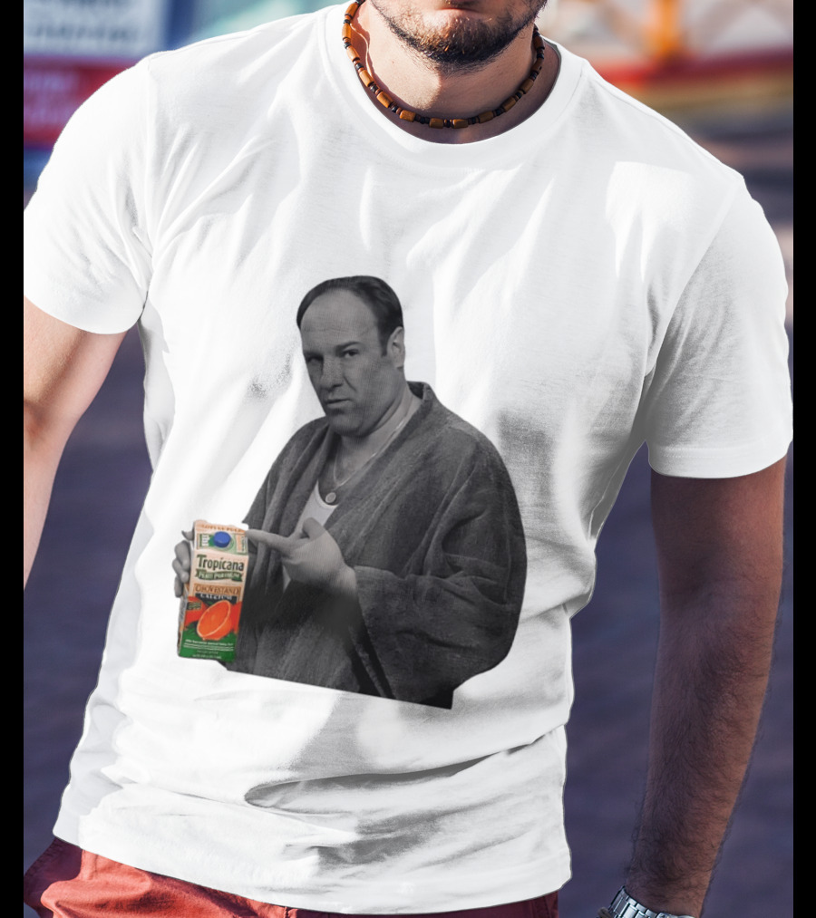 The Sopranos Tony Soprano Holding Tropicana Pure Premium Orange Juice T-Shirt