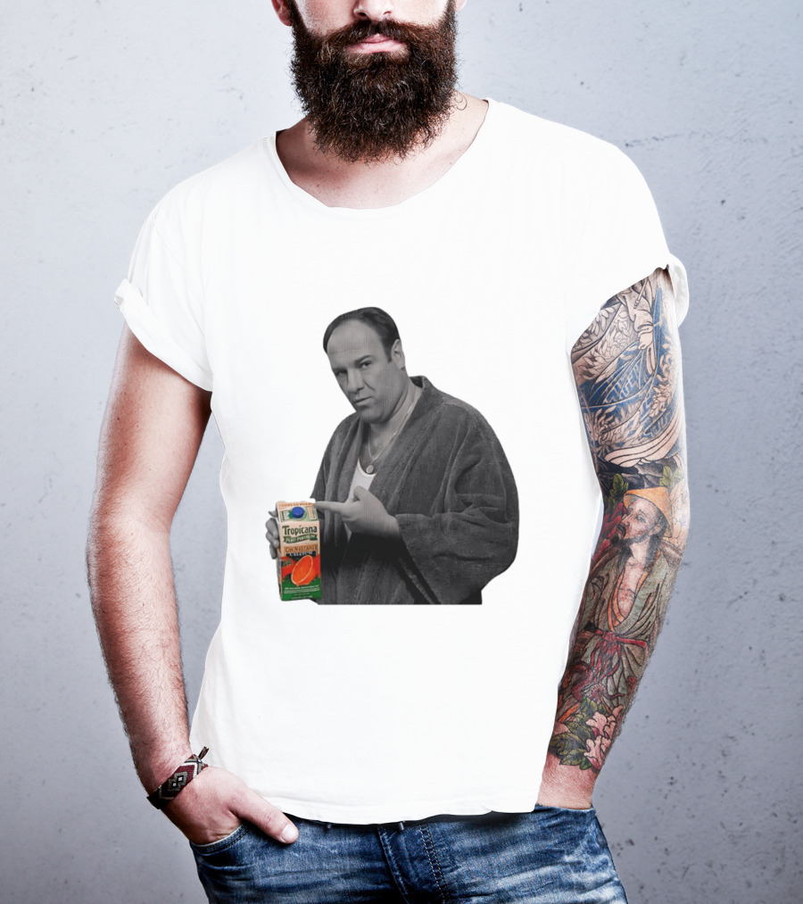 The Sopranos Tony Soprano Holding Tropicana Pure Premium Orange Juice T-Shirt