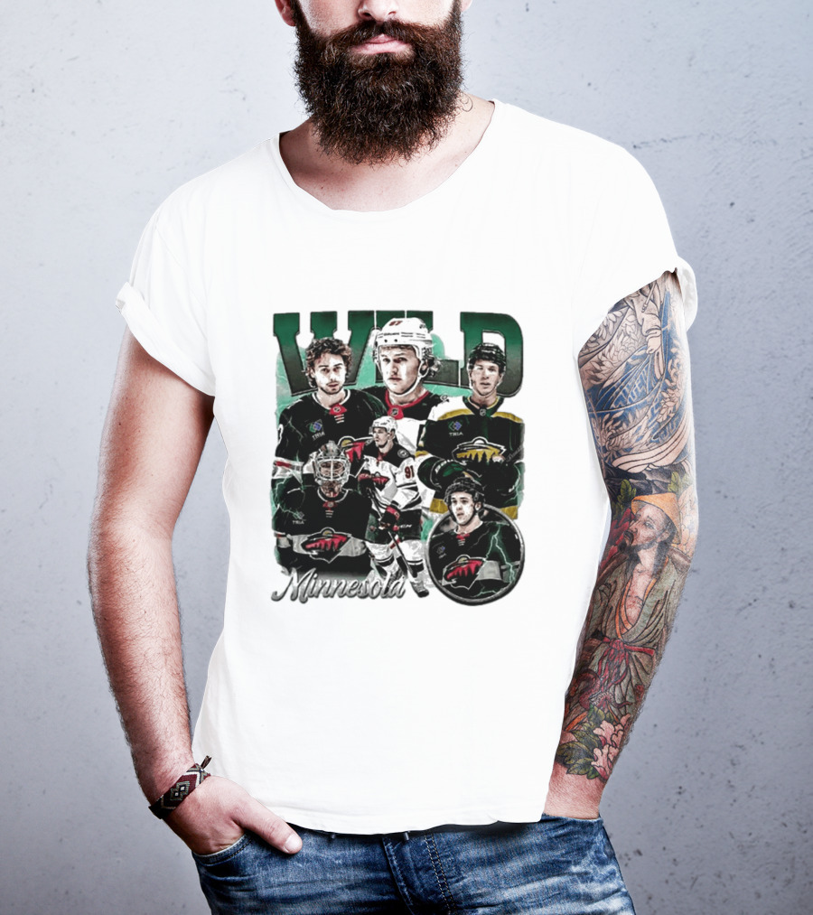Minnesota Wild Ice Hockey Players Bootleg Comfort T-Shirt