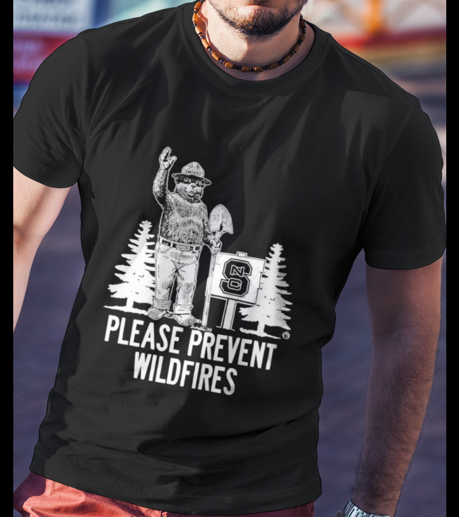 Smokey Bear NC State Collaboration Please Prevent Wildfires T-Shirt