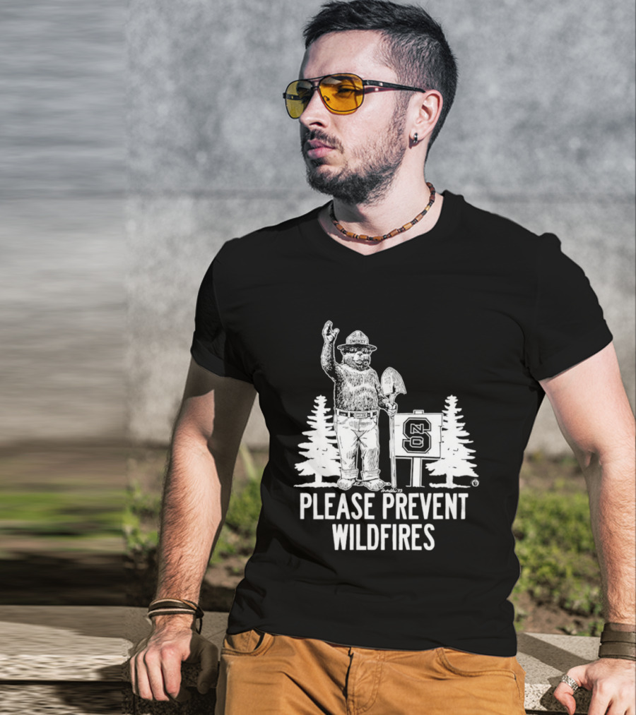 Smokey Bear NC State Collaboration Please Prevent Wildfires T-Shirt