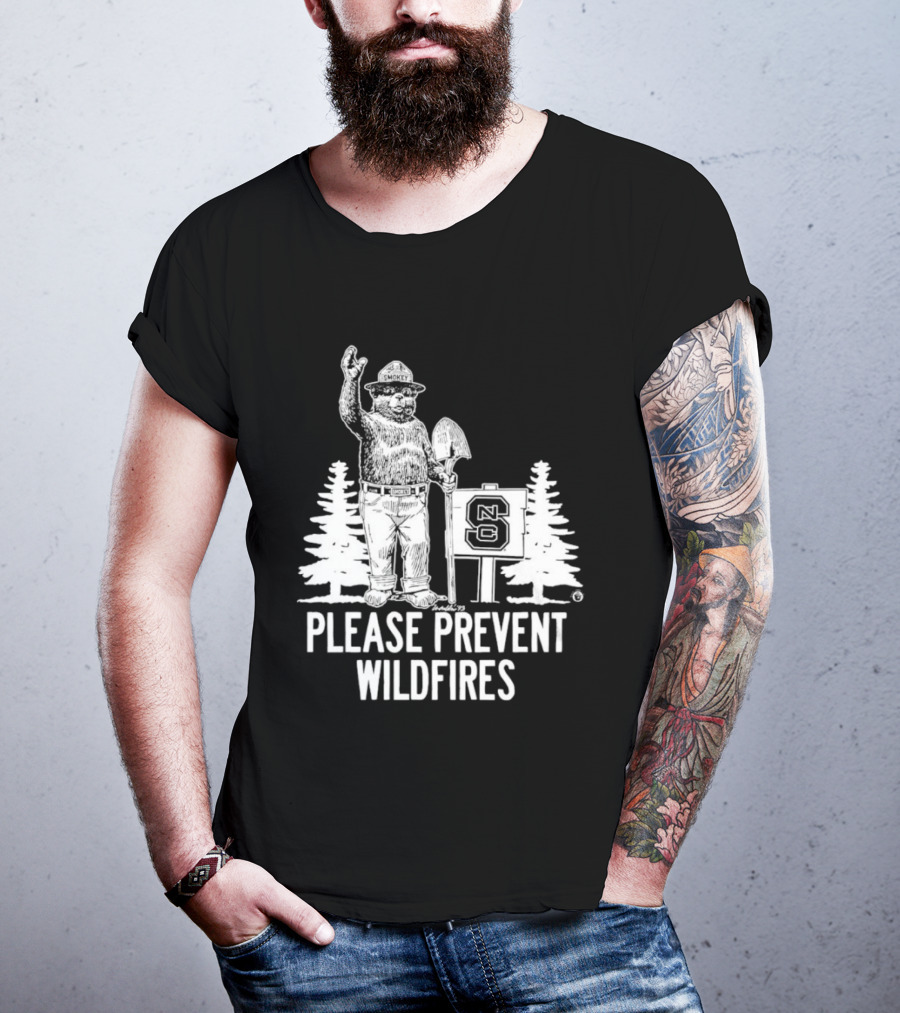 Smokey Bear NC State Collaboration Please Prevent Wildfires T-Shirt