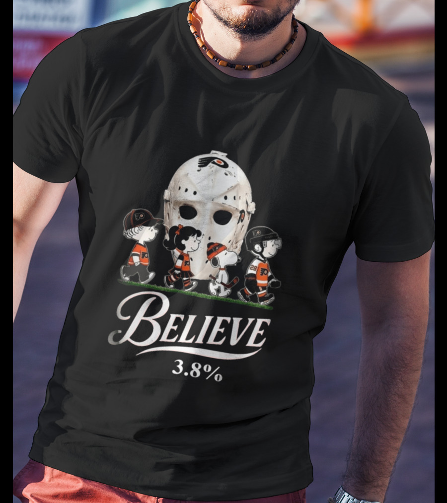 Peanuts Philadelphia Flyers Snoopy Hockey Mask Believe 3.8% T-Shirt