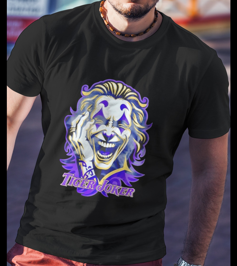Tiger Joker Mischievous Grin Purple Aura T-Shirt