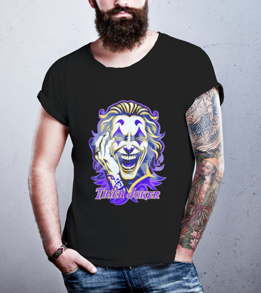 Tiger Joker Mischievous Grin Purple Aura T-Shirt
