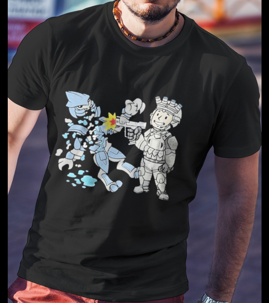 Xeno Slayer Threat Llama Alien Battle Scene T-Shirt