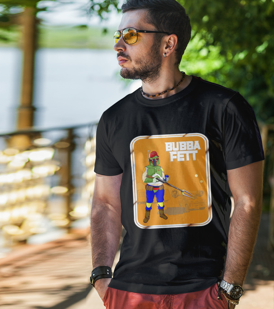 Bubba Fett Cartoon Camper And Spaceship T-Shirt