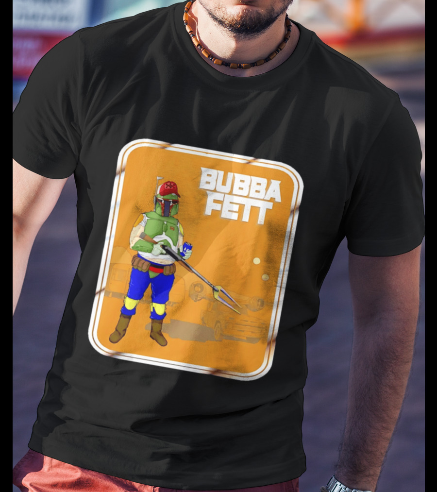 Bubba Fett Cartoon Camper And Spaceship T-Shirt