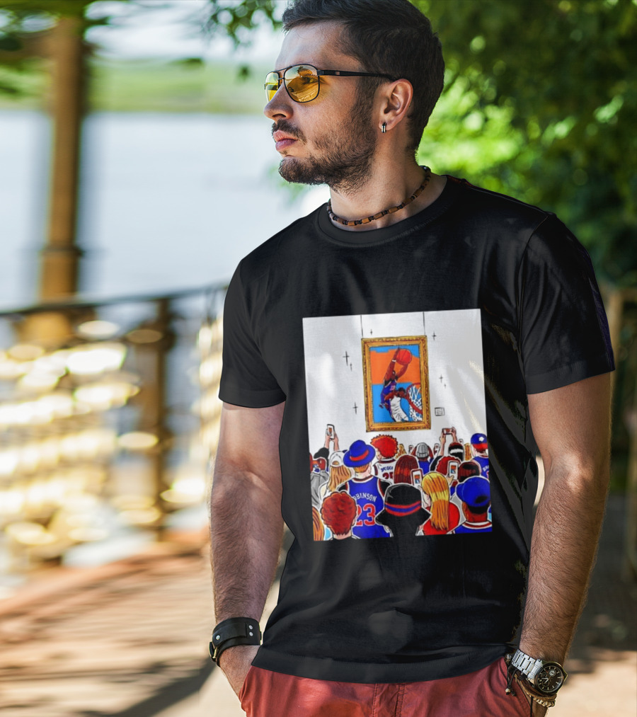Mitchell Robinson New York Knicks Dunk Over Joel Embiid Crowd T-Shirt