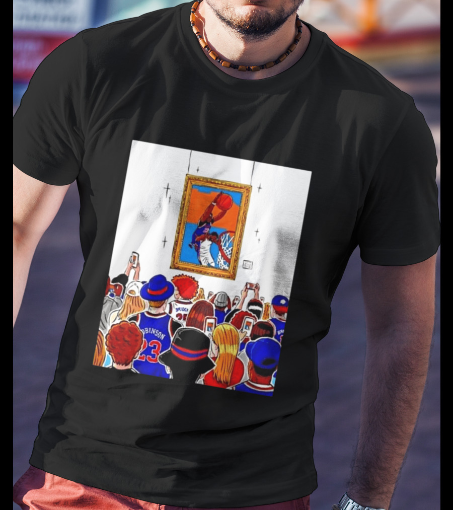 Mitchell Robinson New York Knicks Dunk Over Joel Embiid Crowd T-Shirt