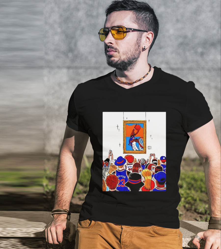 Mitchell Robinson New York Knicks Dunk Over Joel Embiid Crowd T-Shirt