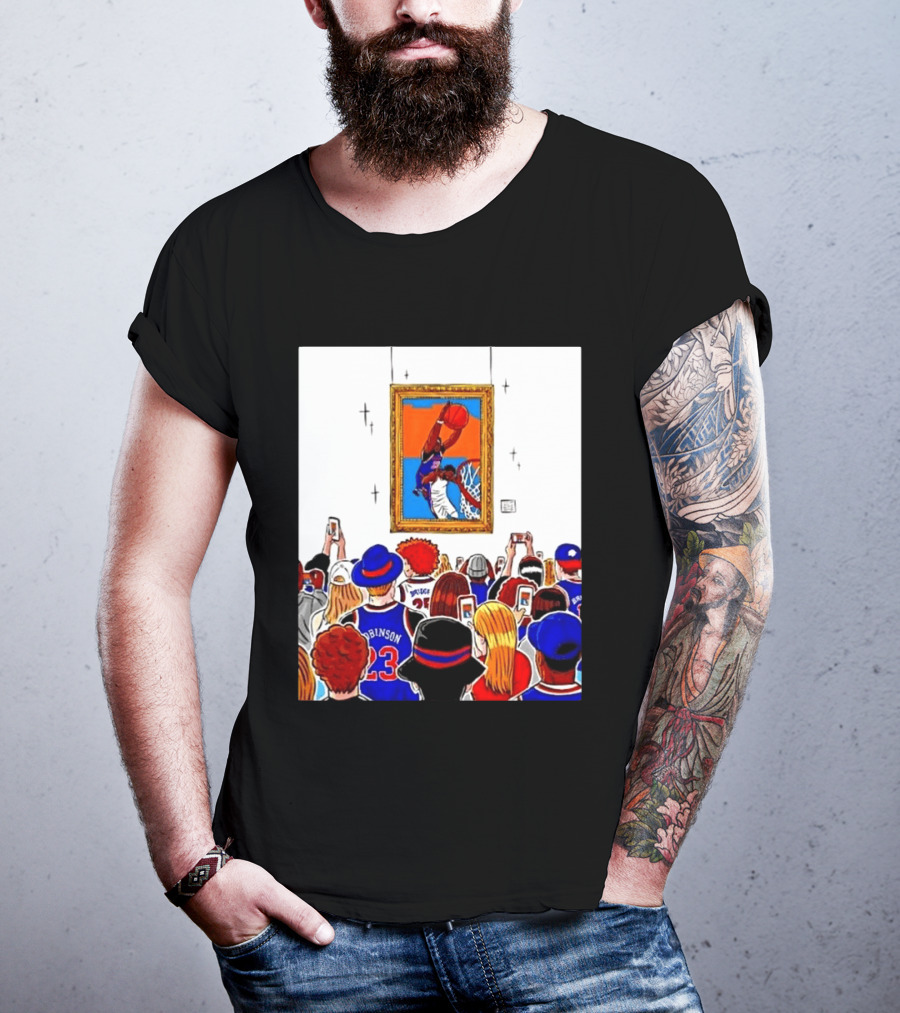 Mitchell Robinson New York Knicks Dunk Over Joel Embiid Crowd T-Shirt