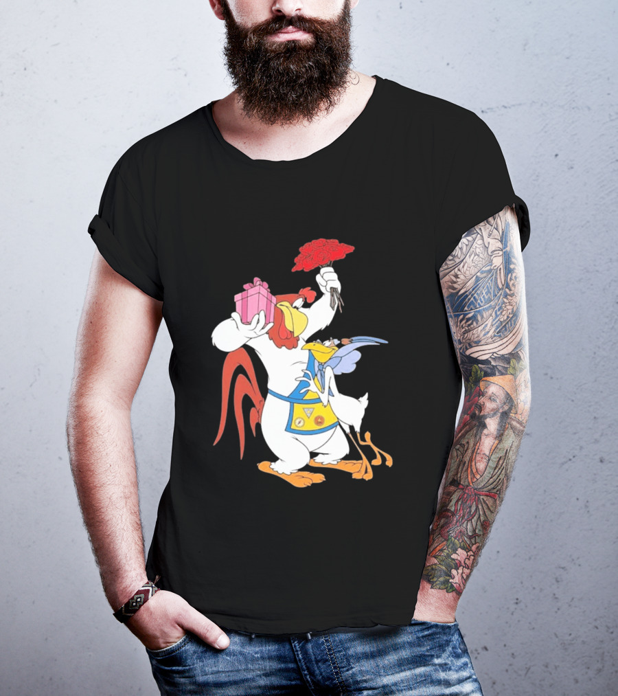 Foghorn Leghorn Miss Prissy Holding Roses And Gift Valentine Looney Tunes T-Shirt