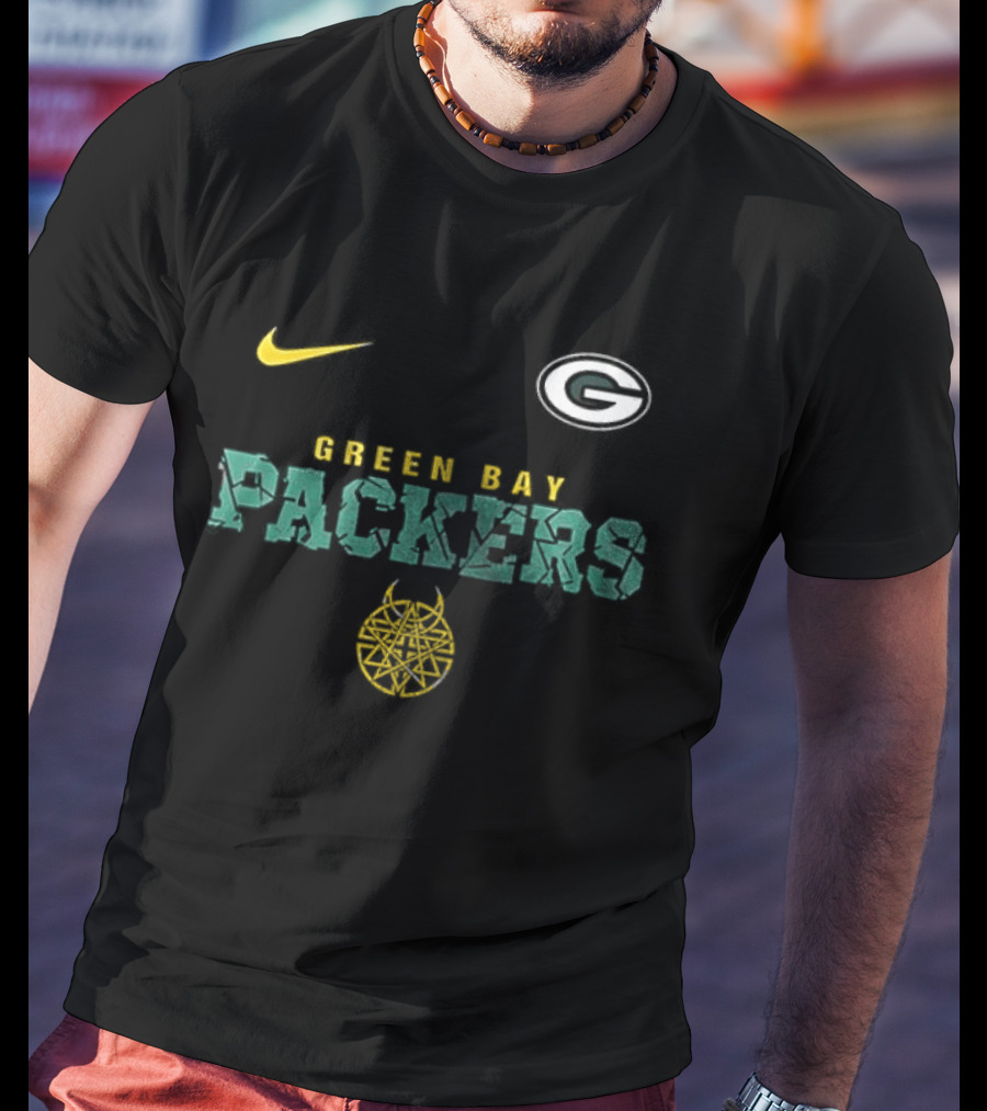 Nike Green Bay Packers Disturbed Down With The Sickness Collaboration T-Shirt