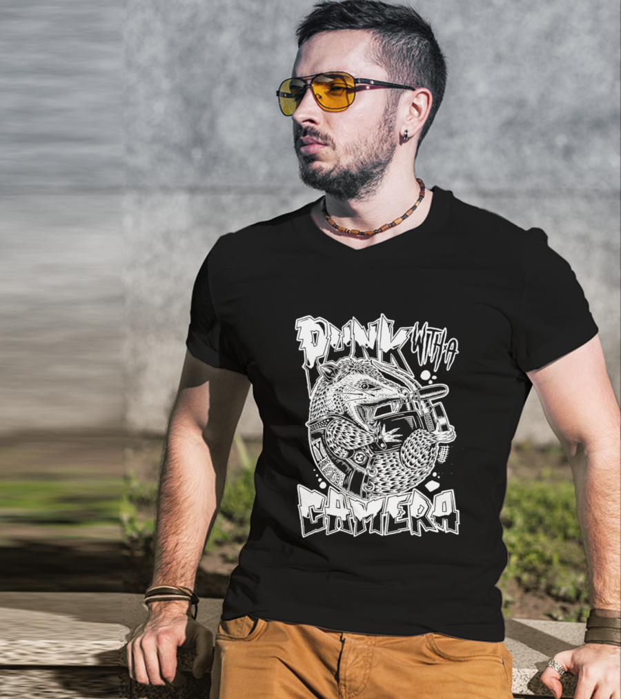 Punk With A Camera Punk Rock Possum T-Shirt