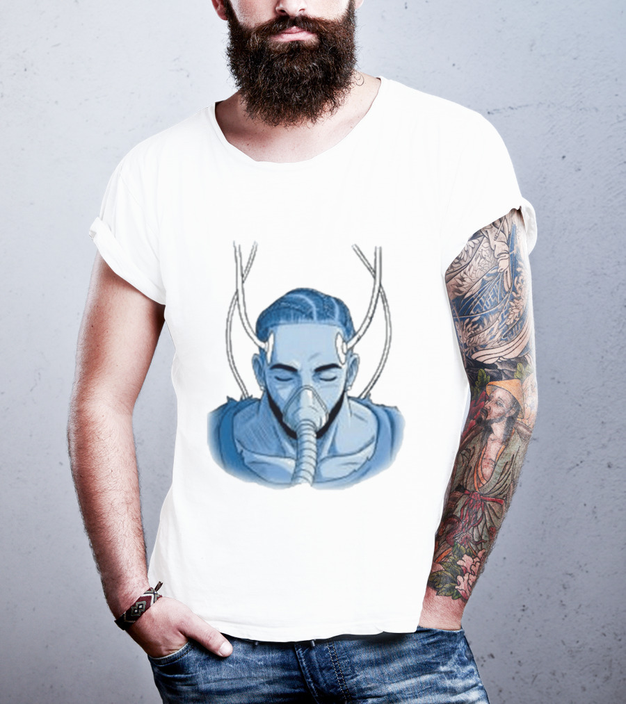 Reaven Leggenda Futuristic Masked Figure With Antlers T-Shirt