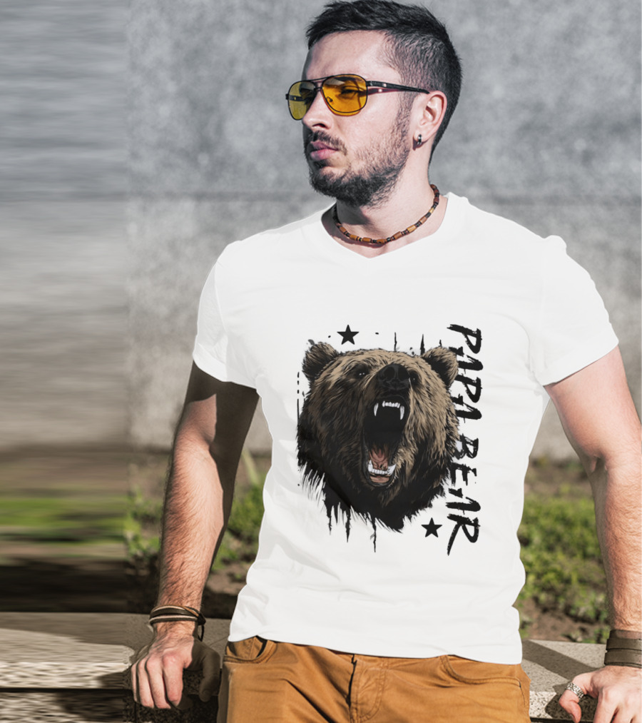 Roaring Grizzly Bear Papa Bear Fierce Wildlife Expression T-Shirt