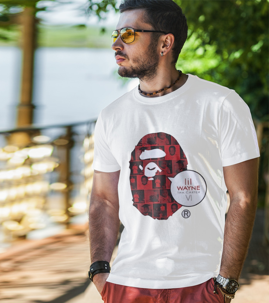Lil Wayne Tha Carter VI BAPE Collaboration Red Photo Collage T-Shirt